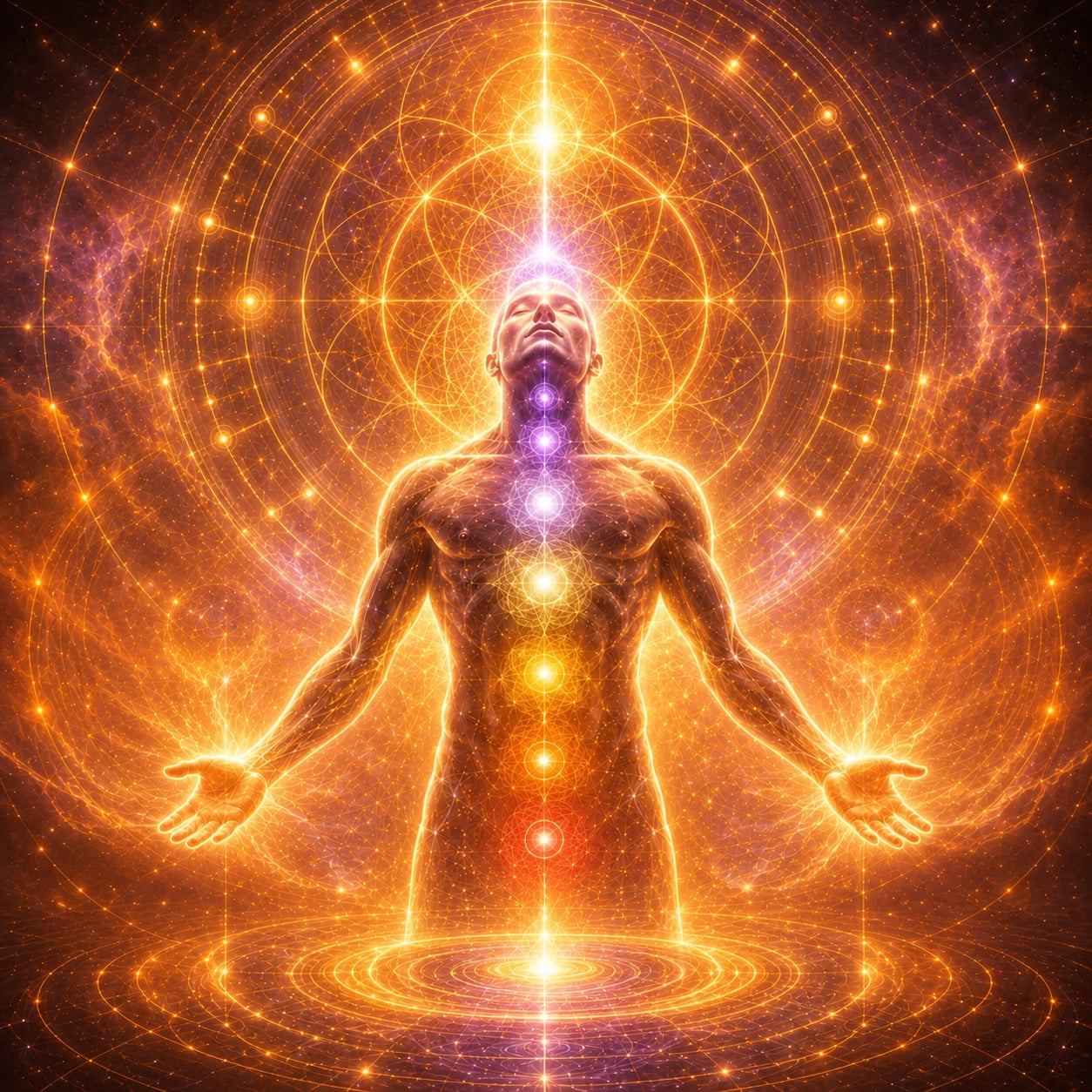 Soul Blueprint Journey, glowing human energy chakra activation