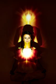 Spiritual Direction session — woman meditating in radiant aura